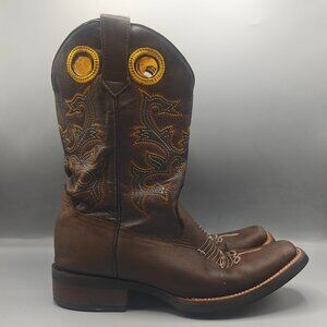 La Sierra Brown y carreta Square Toe Cowboy Boots Men's size US 8 MEX 27